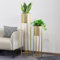 TRIROCKS Set de 2 Maceteros Metálicos Modernos con Soporte para Plantas 104 cm y 74 cm Altos, Jardineras para Interiores/Exteriores (Oro)