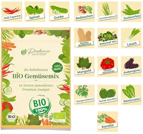 BIO Gemüsesamen Set 16 x Samen Sorten Saatgut Gemüse Balkon & Hochbeet Gemüse Samen samenfestes Saatgut