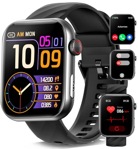 YYKY 1.96 inch Smartwatch Damen Herren,1,83 HD Fitnessuhr Smartwatch mit Telefonfunktion,123+ Sportmodi,Aktivitätsarmband Sportuhr,Fitness Tracker mit Schrittzähler Pulsmesser Schlafmonitor Uhren