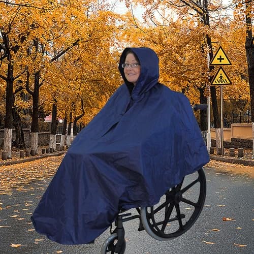 CXAFQ Reflektierender Hochglanz-Rollstuhl-Regenponcho, Regenmantel für Behinderte, Senioren-Mobilitätsroller-Mackintosh, wasserdichter Rollstuhl-Regenmantel, Ganzkörper-Wind- und Regenschutz