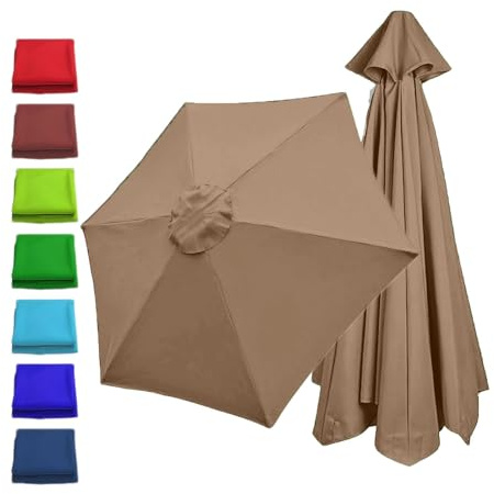 Copertura di ricambio per ombrellone rotondo da 3.0 m, con 8 costole 2m 2.7m Telo di ricambio per ombrellone da Giardino per esterni Grigio verde Khaki rosso Ombrellone di ricambio (solo tettoia)(Deep