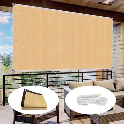 Gewächshaus-Sonnenschutz - 6x7m - Effektiv Sonnenlicht Und UV-Strahlen - Beschattungsnetz - Gartensichtschutz für Garten Terrasse und Camping, Hellbraun