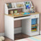 GYMAX Wooden Kids Desk, Children Study Table with Drawer, Tabletop Bookshelf, Keyboard Tray, Shelves & Hutch, White Computer Desk Student Writing Table for Home School Use (White+Natural)