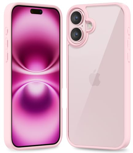 oakxco für iPhone 16 Plus Hülle Durchsichtig, Transparent Handy Hülle Klar Ultra Dünn Handyhülle Slim, Glatt Hart Plastik Schutzhülle & Einfarbig TPU Weich Bunt Gummi Silikon Bumper, Rosa