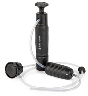 TRAILGO Taktischer Wasserreiniger für Überlebenstrainer, Handpumpe mit hohem Volumen, tragbarer Wasserfilter für Camping, Wandern, Notfallvorsorge, Filtersystem