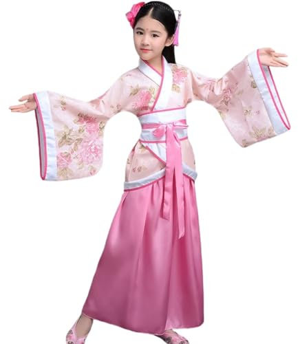 Hrippy Vestido Hanfu para Niños, Traje De Baile Tradicional Chino, Disfraz De Escenario Actuación Antiguo, Vestido Princesa Elegante