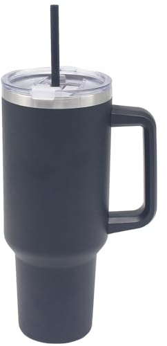 The Leonardo Collection Drinks Cup Black 1200ml for Kitchen | Lovely Coffee Cup Set for Home & Office | Tea Cups and Saucers for Enjoying Hot Drinks | Coffee Mug and Saucer Gifts for Women & Men
