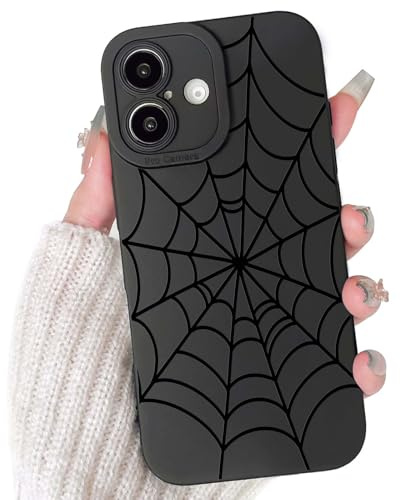 NITITOP Compatible for iPhone 16 Plus Case Cute Cool Spider Web Black Design for Women Girls Soft TPU Shockproof Protective Girly for iPhone 16 Plus - Spider Web