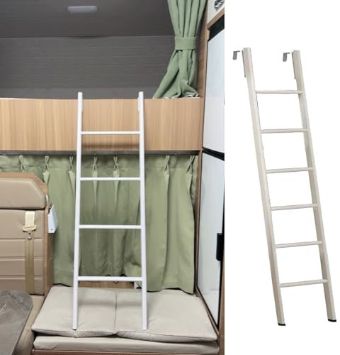 Scaletta Letto a Castello Sostituzione Scala a Castello per Camper con Base a Terra, Scala Bianca per Letto a Castello per Casa/Scala per Camper con Ganci, Scala da Soppalco Corta e Lunga in Metallo,