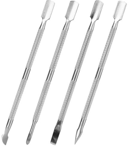 Cuticle Pusher Tool Stainless Steel Nail Scraper Nail Cleaner Tool Nail Cuticle Pusher Nail Cuticle Remover Nail Remover Tool Cuticle Remover for Removing Dead Skin on Fingers 4 Pack