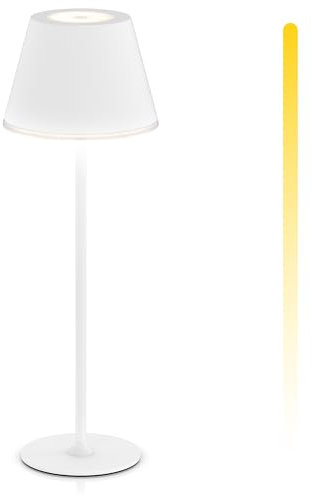 Brandson - LED Tischlampe kabellos dimmbar - mit Akku aufladbar - 3 Farbstufen - warmweiß neutralweiß kaltweiß - Metall - - Tischleuchte - Nachttischlampe - Leselampe - Indoor/Outdoor - weiß