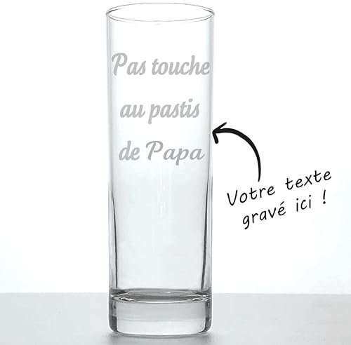 KDO MAGIC Verre à ricard personnalisé - Prénom ou texte gravé - Marquage au laser - Cadeau fête des pères, papa, noël, homme, retraite (Texte, Lot de 2)