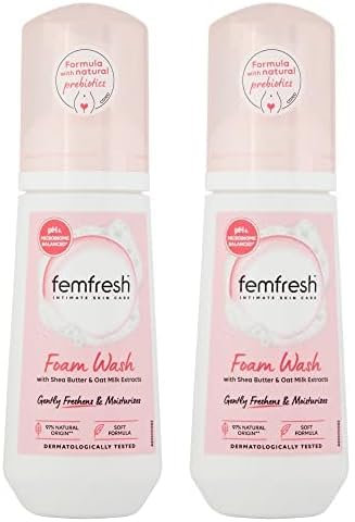 Femfresh Moisturisation & Comfort Daily Intimate Foam Wash – Gentle Feminine Hygiene Shower Foam with Shea Butter & Oat Milk Extracts – pH Balanced, Soap Free – 150ml (Pack of 2)