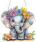 GHHKUD Diamond Painting Fensterbilder Beidseitige, Diamond Painting Elefanten Blumen Anhänger mit Kette, Diamant Painting Bilder Kristall Malerei Anhänger, Wandbehang Kits für Fenster Wand Decor