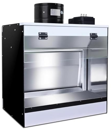 McbeAn Craft Table Airbrush Booth, Airbrush Spray Booth with Waterfall, Double Filtration System, LED Lighting, Healthier & Cleaner Working Environment, for Model Cake Nail Art Pottery & Crafts