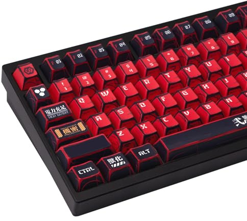 TIMSEKER Manga-Tastenkappen-Set, Anime PBT Cherry Profile Keycaps Schwarz | Farbstoff-Sublimations-Comic-Tastenkappen, benutzerdefiniertes handgezeichnetes Design, Cherry MX-Tastenkappen für