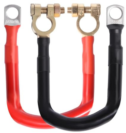 shengbowi Batterie Wechselrichter Kabel, Batteriekabel 2 Stück 35mm² 50cm 2AWG mit Batterieklemmen Steckern, Starthilfekabel Kupferkabel M10 Ringklemmen Kupferdraht KFZ 12V-24V (max.125A)