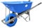 Equimed Garden Wheelbarrow - Large Trolley with 160L Plastic Bucket, Puncture-Proof PU Wheel, Galvanised Frame (Blue, Single Wheel)