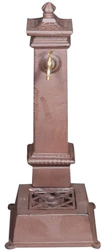 BISCOTTINI Fontana da giardino a colonna 77x37x30 cm - Fontana in ghisa con rubinetto finitura anticata - Fontana da terra esterno - Fontanelle da giardino con griglia di scarico - Fontana in ferro