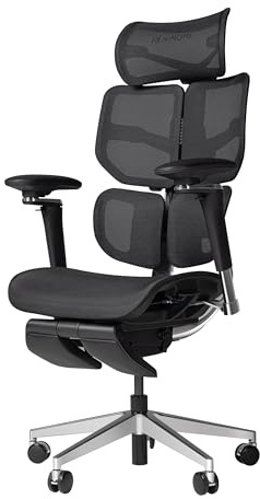 HINOMI X2 Pro Premium Ergonomic Office Chair – Comfortable Mesh Computer Chair with Adjustable Lumbar Support, Reclining Swivel Desk Chair, Retractable Legrest & Headrest for Home Office (Black)