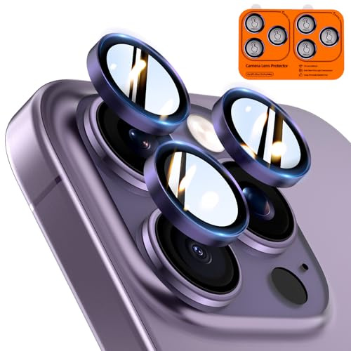 TOCOL 2 Pack for iPhone 14 Pro Max/iPhone 14 Pro Camera Lens Protectors | Individual Tempered Glass Protectors, Easy Installation, Case Friendly, Anti-Scratch, HD Night Shooting Mode, Purple