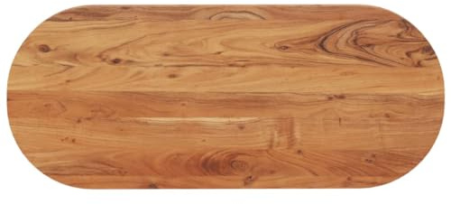 Ovale Massivholz Akazie Tischplatte 100x40x3,8 cm, unbehandelt, robustes Holz für Esstisch & Schreibtisch, langlebiges Möbel-Ersatzteil