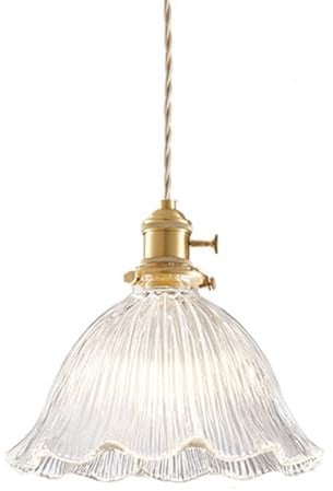 ZTTECH Vintage Glas Pendelleuchte Retro Hängeleuchte mit E27 Metallfassung und Integriertem Schalter für Kücheninsel, Esszimmer, Wohnzimmer, Bar, Café, Schlafzimmer (Transparent, 22cm)