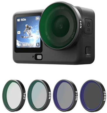 TELESIN Filter-Set ND8/16/32 + CPL für DJI Osmo Action 6, zum Aufstecken | Mehrfachvergütetes HD-Optikglas | Schnelle Aufsteckmontage | Für Reisen, Vlogs und Außenaufnahmen