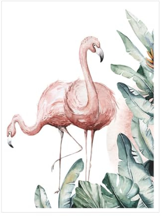 Alipis Lot de 2 Stickers Muraux Autocollants Décoratifs Animaux Motif Flamant Rose et Feuilles de Monstera Colorées Dimensions 30X90 CM Autocollant Mural Intérieur Adhésif sans Bulles