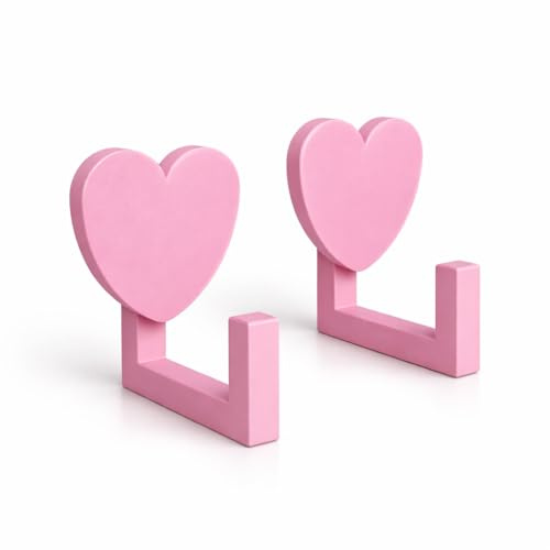 2-Pack Pink Heart Door & Wall Hooks – Coat, Towel & Backpack Hangers for Kids’ Bedroom, Nursery & Playroom Decor