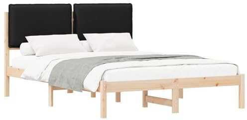 XHNIFBN Bettgestell Schwarz 120x200 cm Kiefer Kopfteil Schlafsofa Holzgestell