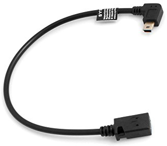 SYSTEM-S Mini USB 90 ° hacia la Izquierda, ángulo de Macho a Mini USB Hembra Cable de Datos Cable de Carga 27 cm