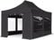 TOOLPORT Faltzelt Professional 3x4,5 m - mit 4 Seitenteilen (Panoramafenster) Faltpavillon ALU Pavillon Partyzelt schwarz