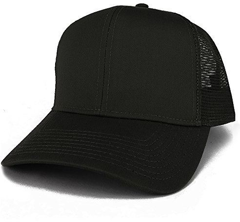 Armycrew Trucker-Baseballkappe, XXL, Übergröße, hohe Krone, verstellbar, einfarbig, Netzrücken, Schwarz, Einheitsgröße