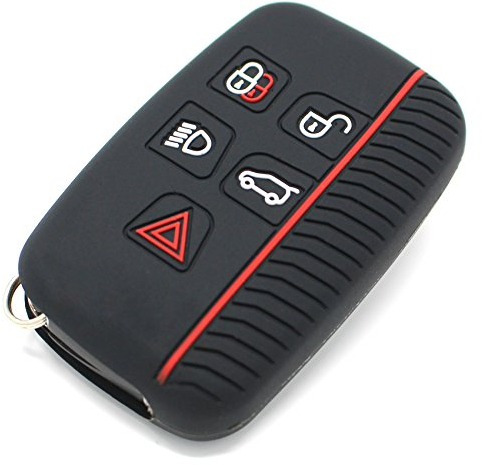 Schlüssel Hülle LA für 5 Tasten Auto Schlüssel Silikon Cover -Finest Folia (.Schwarz Rot)