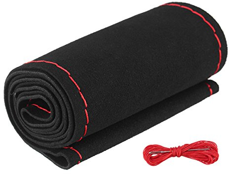 SGerste 38 cm DIY Auto Lenkradbezug Super Faser Wildleder Leder Universal Red