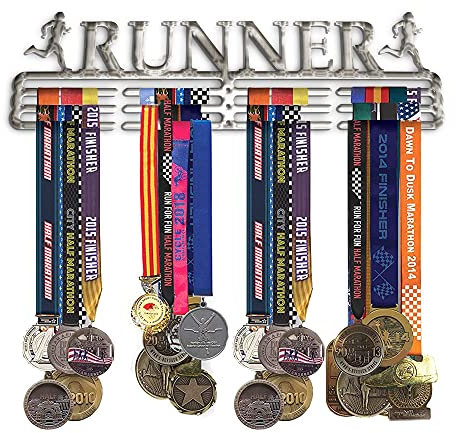NITTEB Porta Medaglie Running Runner Parete da Muro Marathon Medal Display And Holder Medagliere Medal Hanger Uomo (Maschile Acciaio)