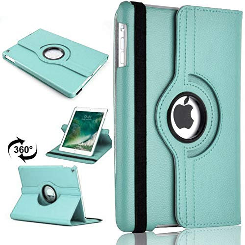 360 Leather Rotate Stand Case Folio Cover For Apple iPad Air 2 (2014) (Light Blue)