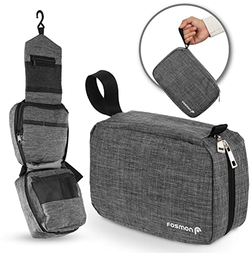 Fosmon Kulturbeutel zum Aufhängen, Tragbare Make-up-Tasche, Wasserabweisende Tragetasche für Reisezubehör für Männer und Frauen