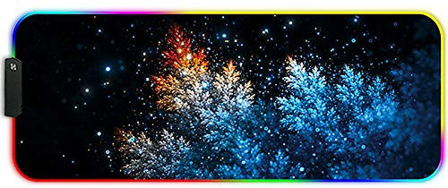 DORRISO Tappetino per Mouse Gaming RGB Grande Mouse Pad 12 LED Effetti Luce Superficie Liscio XXL 800x300x4mm Computer PC e Laptop Tappetino per Mouse Argento