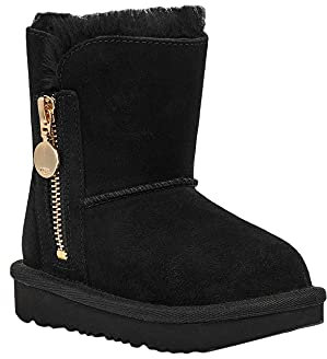 UGG T Bailey Short mit Reißverschluss, modische Stiefel für Mädchen, Schwarz , 12.0 cm