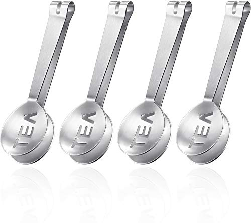 Tea Bag Squeezer Tongs Stainless Steel Spoon for Bags, 4 Pieces