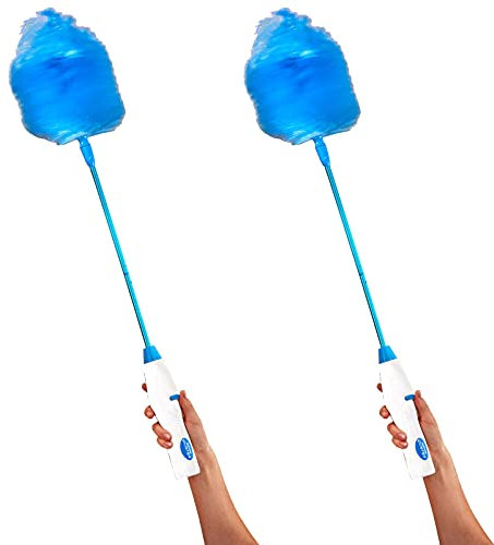 Juego de 2 plumeros eléctricos con 2 cabezales giratorios, funciona con pilas