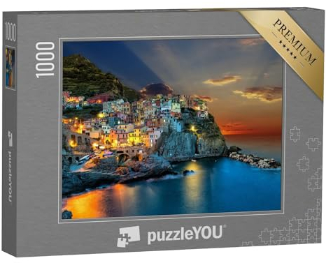 puzzleYOU: Puzzle 1000 Teile „Verzauberter Sonnenuntergang über der Cinque Terre, Manarola, Italien“ – aus der Puzzle-Kollektion Italien