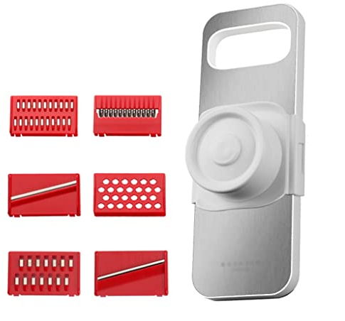 Kitchen Utensils Cheese Grater 6 in 1 Removable Planing Knife with Hand Guard Flat Handheld Grater Home Cooking Tools Professional (Color : Red)