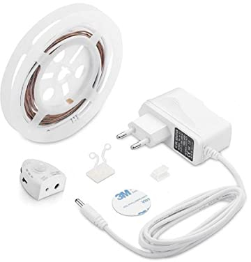 LongLife LED Bettlicht Set mit Bewegungssensor Ein/Aus dimmbar warmweiss Schlafzimmerbeleuchtung Bettbeleuchtung LED-Streifen für das Bettgestell Nachtlicht rückseitiger Klebestreifen…