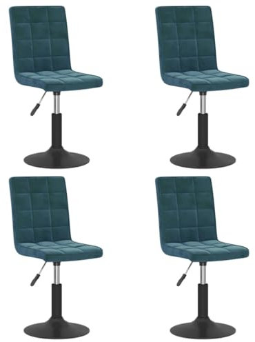 vidaXL 4X Esszimmerstuhl Drehbar Höhenverstellbar Küchenstuhl Polsterstuhl Essstuhl Stuhl Drehstuhl Lehnstuhl Stühle Esszimmerstühle Blau Samt