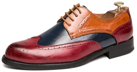 HuitJours Oxford-Schuhe für Herren, Mehrfarbig, Brogues, Flügelspitzen, Schnürung, Patchwork, zweifarbig, farblich passend, gestanzt, runde Zehenpartie, A-Multicolor, 40 EU