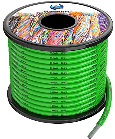 5.3mm² Cable Alambres eléctrico de silicona de 10awg verde 8 metros Cable de cobre estañado trenzado sin oxígeno Resistencia a altas temperaturas