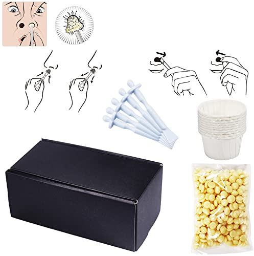 RoseFlower Nasenhaar Wachs Haarentfernung Set - Nasenwachs für Männer+Frauen, Gesichts Enthaarung Sicher & Schmerzfre, Nose Wax 75g / 10-15 mal für die Verwendung